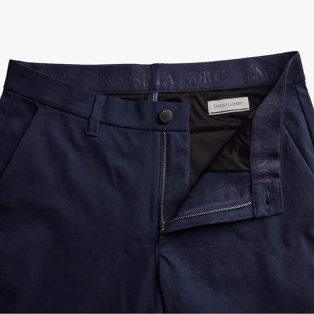 English laundry men size 36/32 straight leg flat front pants, black color (NWOT)